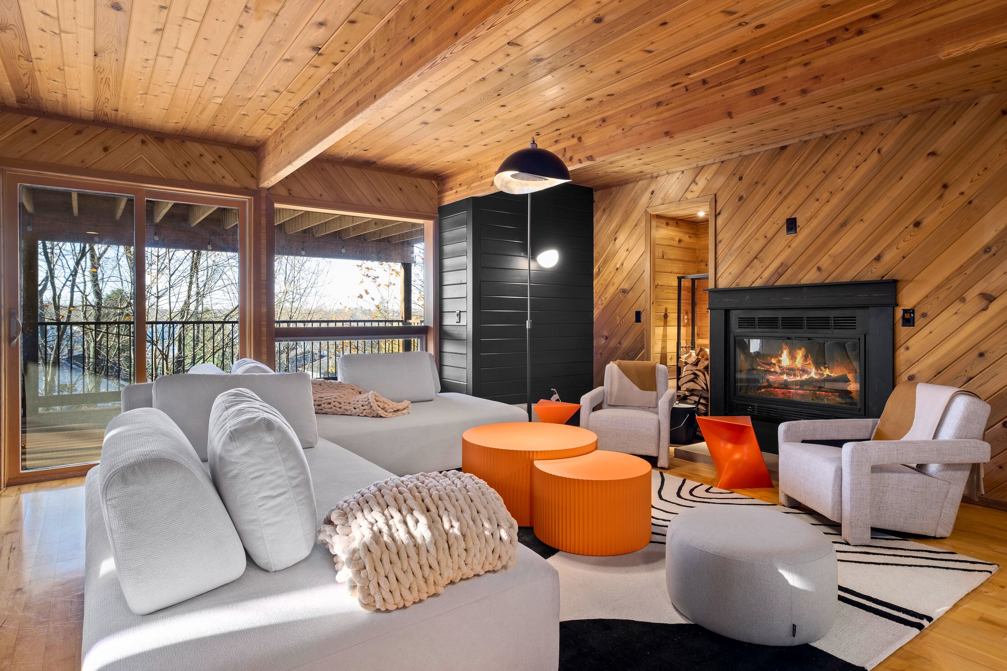 Smart TV, fireplace, foosball, stereo