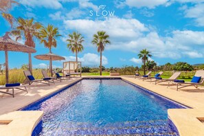 Pool - Villa Es Contes, country house with private pool and partial sea view in Calonge (Santanyi)