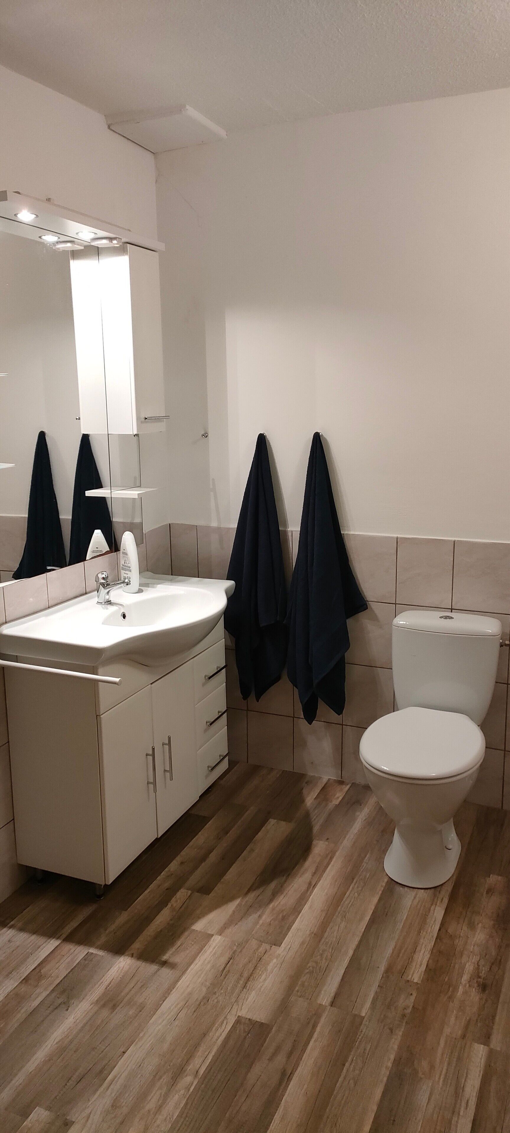 Douche, serviettes fournies