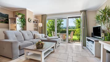 Televisión, reproductor de DVD, estéreo