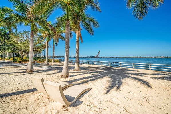 On the beach, beach towels, kayaking, motor boating