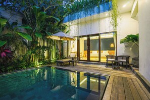Familienvilla, 3 Schlafzimmer, eigener Pool, Gartenblick | Blick auf den Garten