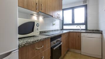 Fridge, microwave, oven, dishwasher