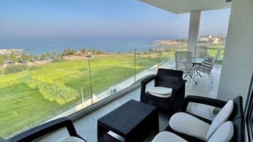 Luxury Suite, 3 Bedrooms, Sea View, Poolside | Terrace/patio