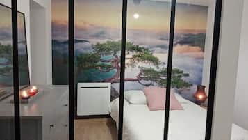 1 chambre, lit parapluie, Wi-Fi gratuit, draps fournis