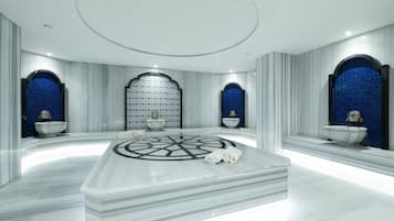 Turkish bath, body treatments, aromatherapy, hot stone massages