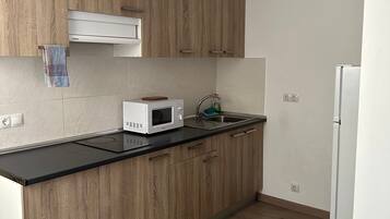 Basic Apartment | Private kitchen | Fridge, microwave, stovetop, toaster