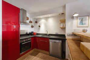 Fridge, oven, dishwasher, coffee/tea maker