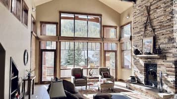 TV, fireplace, offices