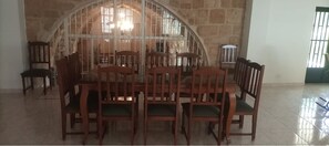 Dining - Beit Nemer Chemlan Arch house private garden sunset valley view 24/7 Electricity (Chemlan)