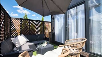 Vandaður fjallakofi | Verönd/útipallur