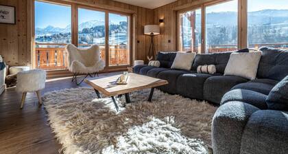 Le Tiki Mont Blanc Jaccuzi et vue Mont Blanc