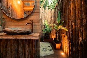 Superior Cabin | Bathroom | Shower, rainfall showerhead, bathrobes, towels