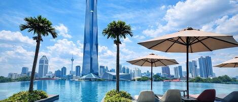 Indoor pool, outdoor pool, open 9:00 AM to 10:00 PM, pool umbrellas