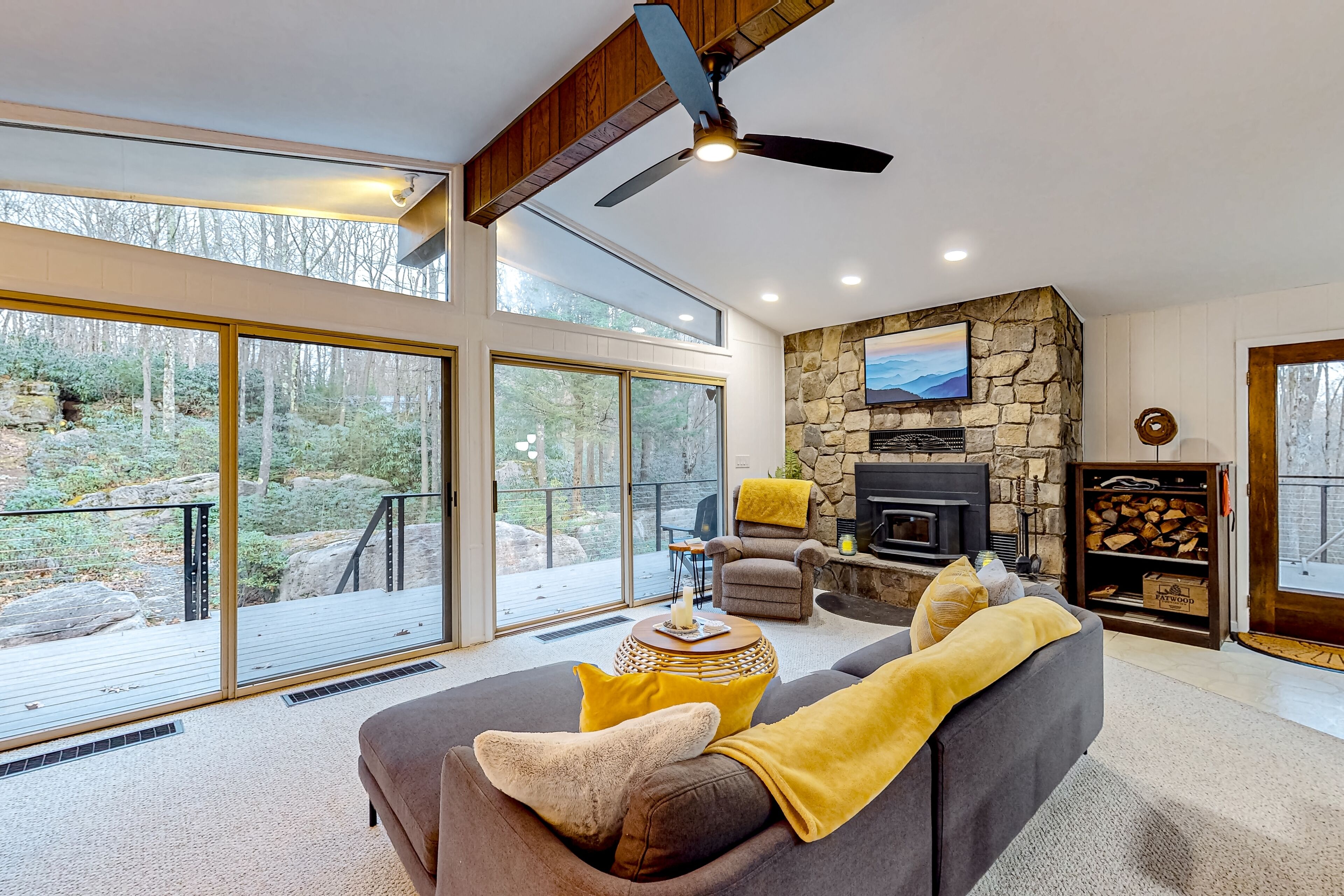 Dog-friendly home near state parks with firepit, pool table, fireplace, & decks