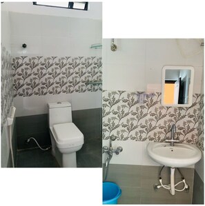 Ducha, secador de pelo, toallas y jabón