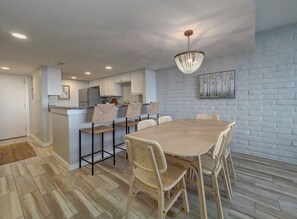 Dining - Beautiful view of the beach from the balcony, newly remodeled with new furniture (Port Aransas)