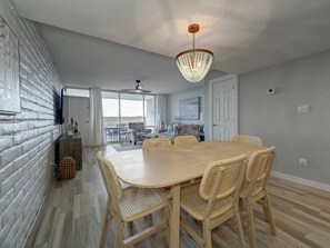 Dining - Beautiful view of the beach from the balcony, newly remodeled with new furniture (Port Aransas)