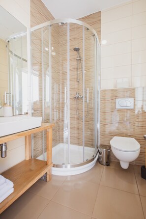 Shower, hair dryer, towels - Classic Studio with Patio (Visoko)