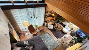 A modern interior with a sofa, chairs, a TV, and a plant. - Eichenwald Studio with Mountain View, Fireplace, Balcony, and Wi-Fi (Bad Herrenalb)