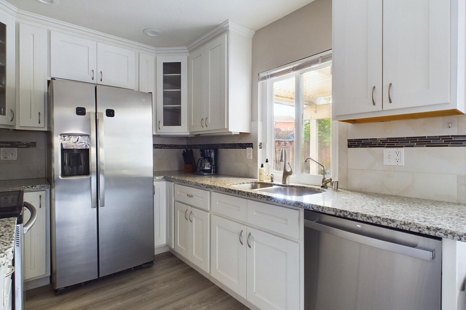 Fridge, microwave, oven, dishwasher