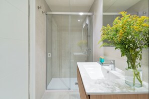 Dusche, Haartrockner, Handtücher