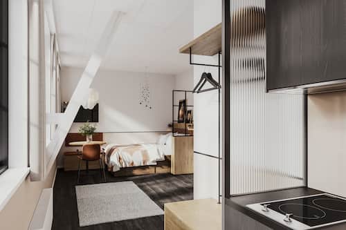 Homey Studio | Espace de travail pour ordinateur portable, fer et planche à repasser