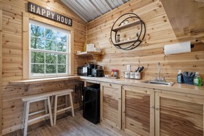 Fridge, microwave, toaster - Cabin #5 @ Rock Creek Cabins! King Bed, Great Porch, Nice Views, Pet Friendly!  (Hot Springs National Park)