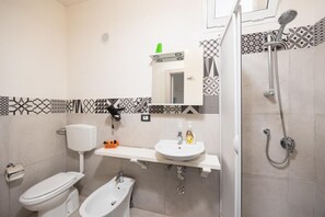 Douche, séchoir à cheveux, serviettes fournies