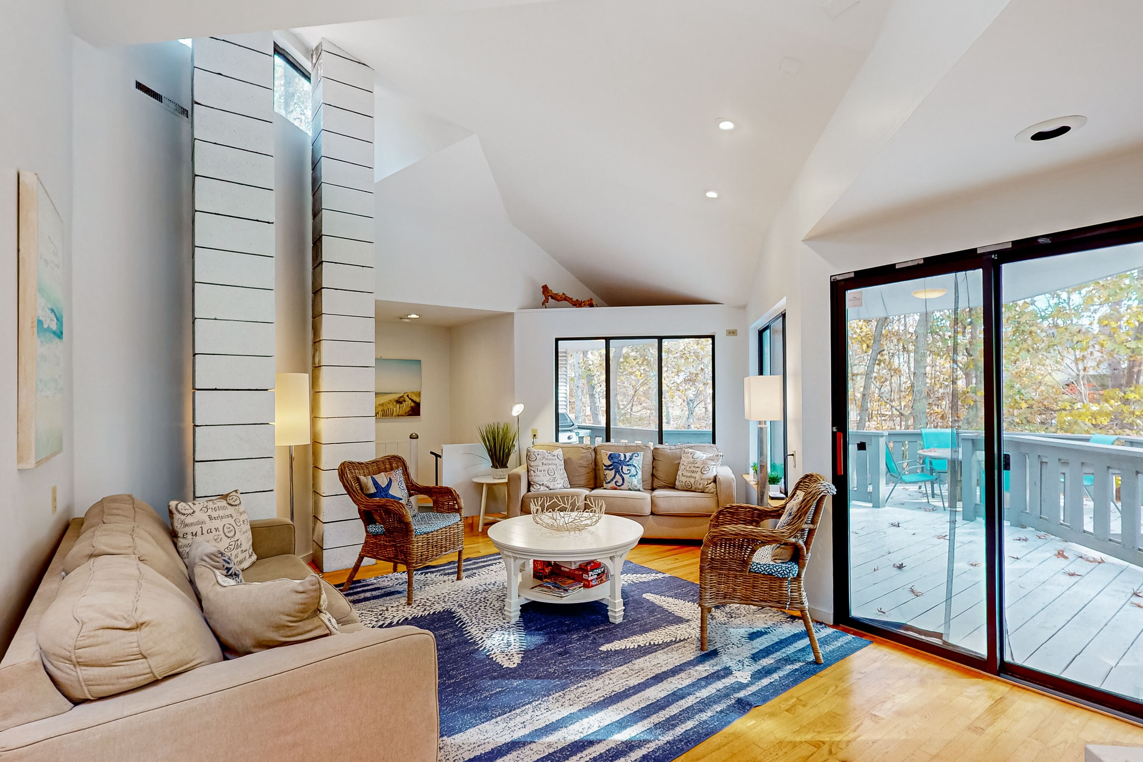Unique dog-friendly home with extended deck, wood stove, firepit, & gas grill