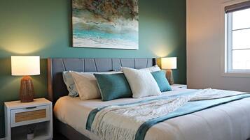 3 bedrooms, desk, iron/ironing board, travel cot