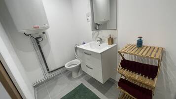 Hair dryer, towels, toilet paper