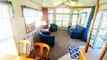 Smart TV, DVD player, books, video library