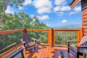 Cabin, Multiple Beds, Hot Tub, Mountain View (Smoky Mountain Bearadise) | Balcony view - Cabin w/ Theater, Games & Hot Tub! Sleeps 30! (Sevierville)