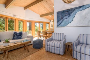 House, Multiple Beds, Hot Tub | Living area | TV, fireplace - Marys Beach Bungalow (Gualala)