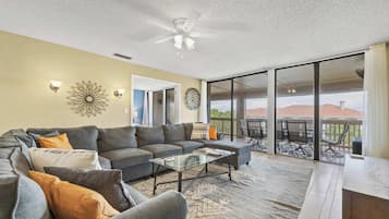 Condo, Multiple Beds, Hot Tub, Ocean View (Seas the Day) | Living area | 50-inch flat-screen TV with digital channels