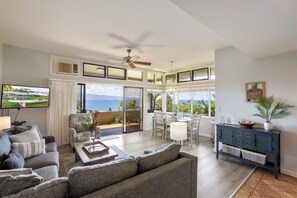 Condo, 1 King Bed with Sofa bed, Pool Access, Ocean View | Living area | 42-inch flat-screen TV with cable channels, TV