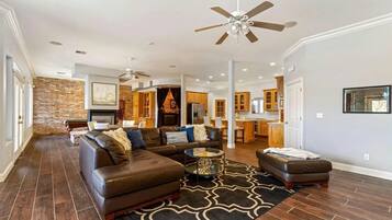 Smart TV, fireplace, video games