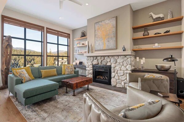 TV, fireplace, offices