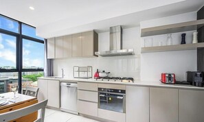 Fridge, microwave, stovetop, dishwasher