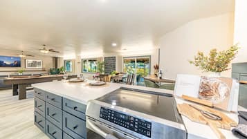 Fridge, dishwasher, coffee/tea maker, highchair