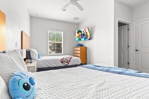 2 bedrooms, desk, iron/ironing board, travel cot