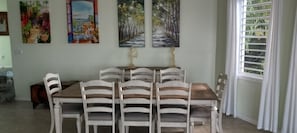 Dining - A true oceanfront villa with amazing sunsets and pool. Very nice location.  (St. Thomas)