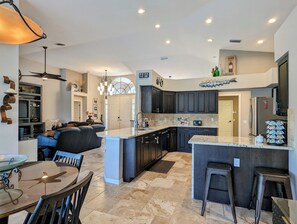 Fridge, microwave, oven, stovetop - Luxury south facing waterfront home with heated salt pool and spa! (Cape Coral)