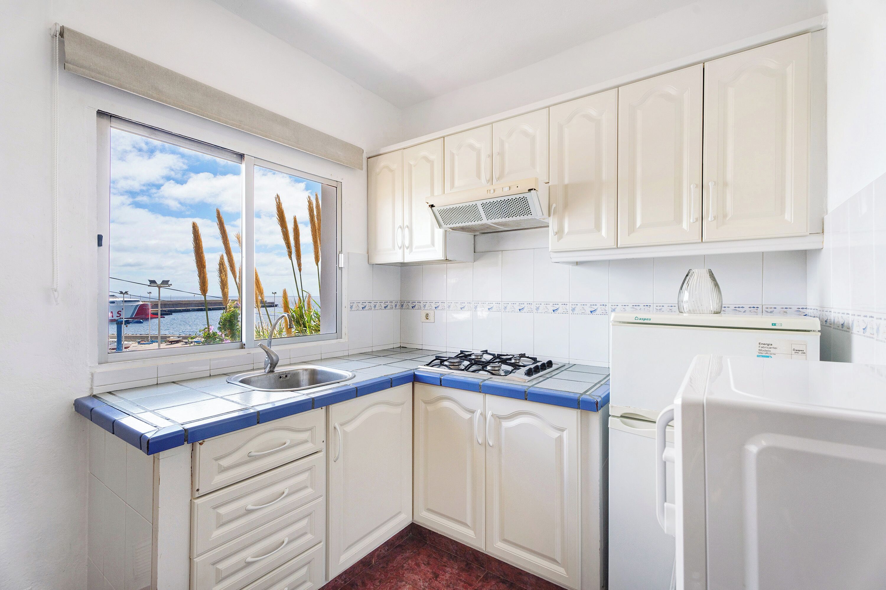 Kjøleskap, mikrobølgeovn, kokeplater og kaffetrakter/tekoker