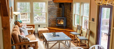 Smart TV, chimenea, videojuegos y reproductor de DVD