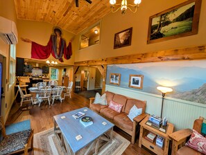 Smart TV, fireplace, video games, DVD player