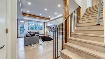 Smart TV, fireplace, stereo, offices