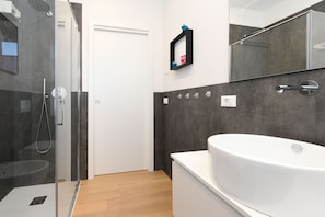Dusche, Haartrockner, Handtücher