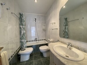 Hiustenkuivaaja, bidee, pyyhkeet, saippua